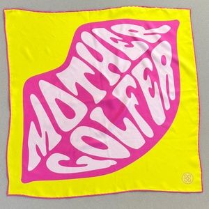 G/Fore Scarf ‘Mother Golfer’ Neon Yellow With Hot Pink 100% Silk-New in Package